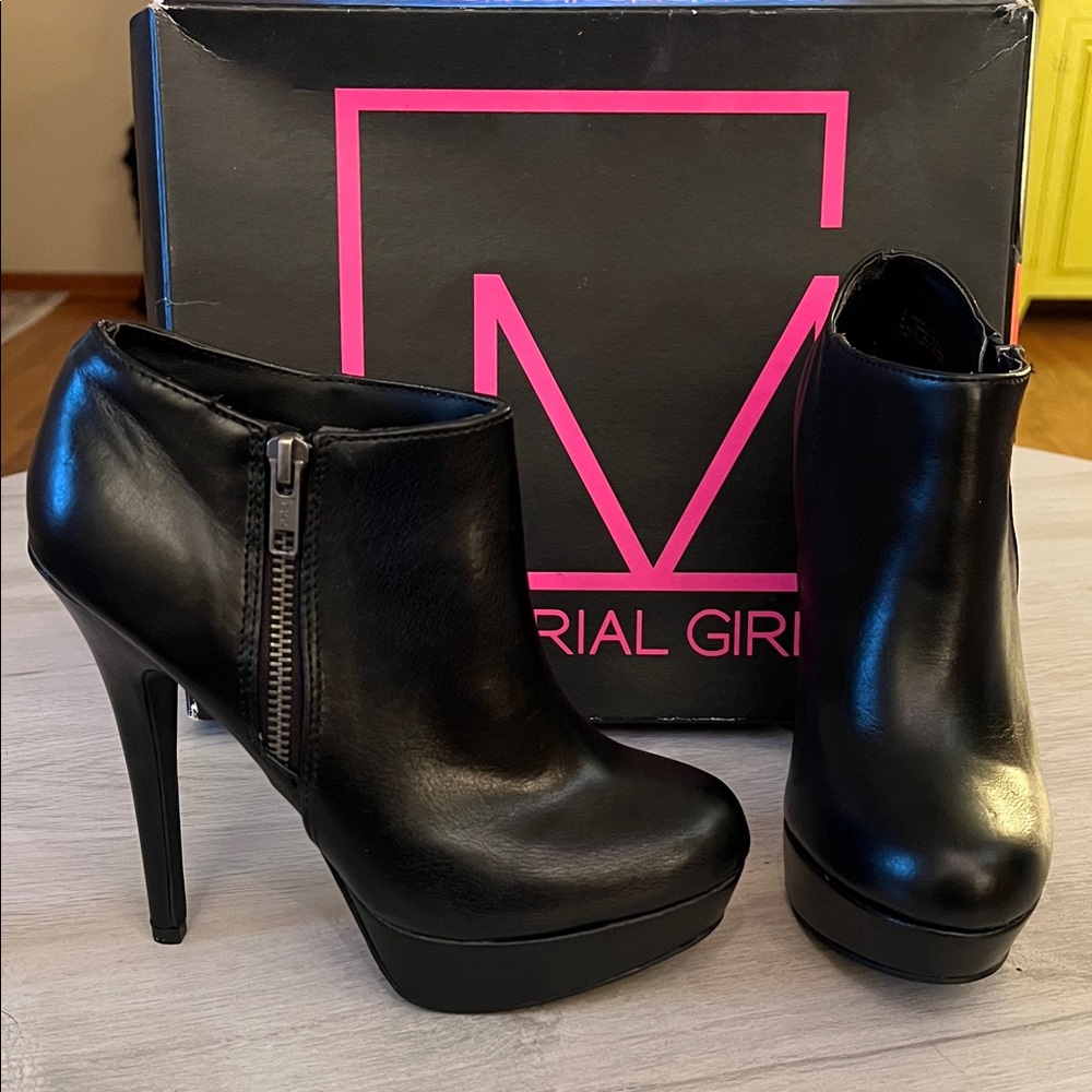 Material Girl Sleek Black Heeled Boots